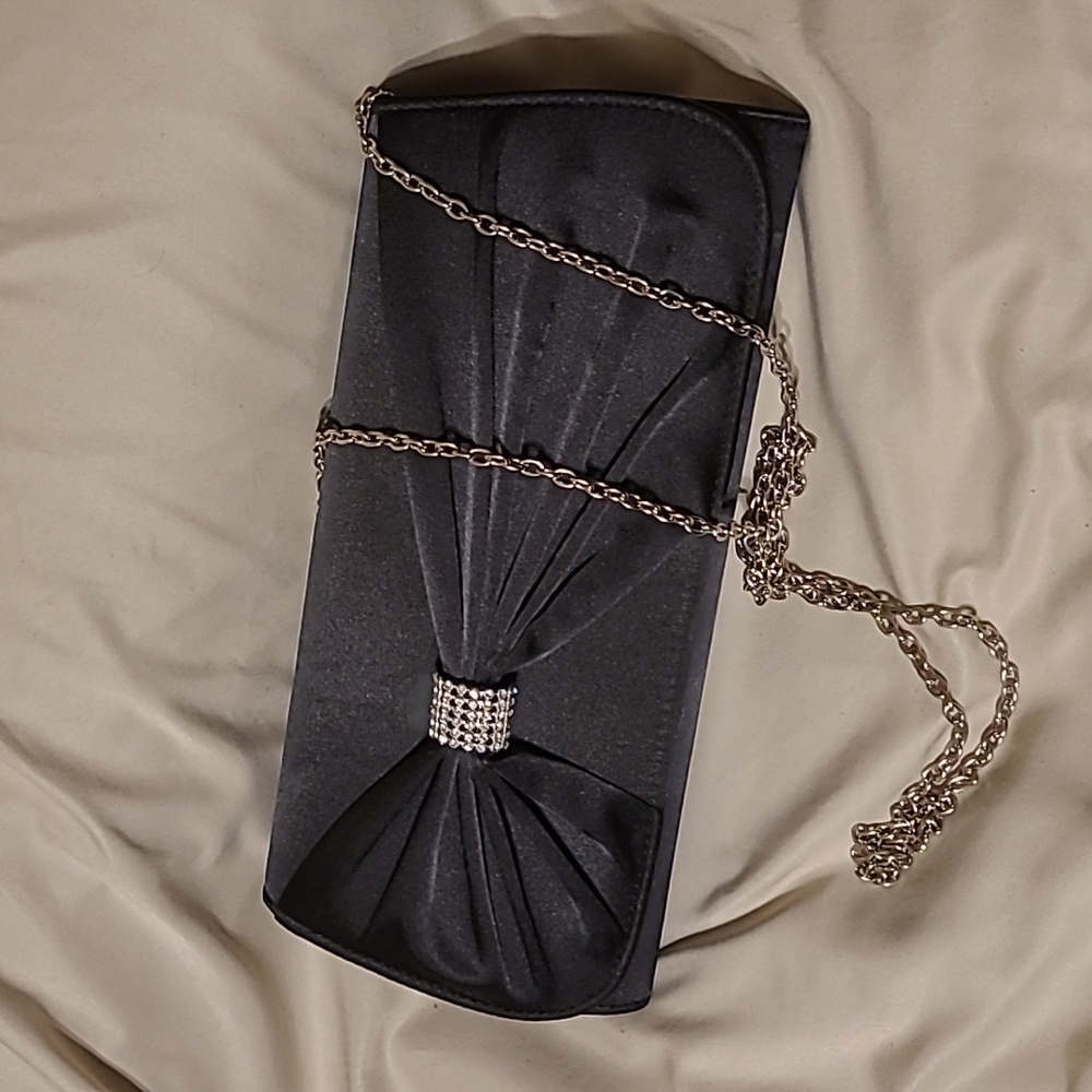 Black Satin evening clutch